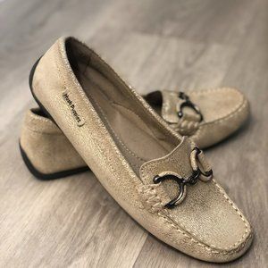 Hush Puppies Genuine Flat Slip Ons Vintage Sz 9 - Chain Link Accent